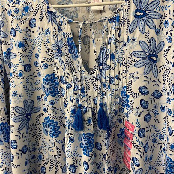 Stella Parker XXL Blue White Peasant Blouse - Picture 5 of 12